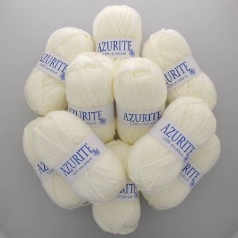 Lot de 10 pelotes de fil à tricoter Azurite 50g 100% acrylique - Col. 0211 Ecru 