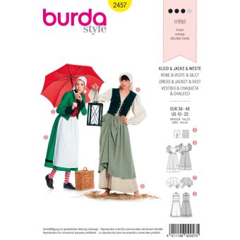 Patron Burda 2457 - déguisement femme Bécassine & paysanne
