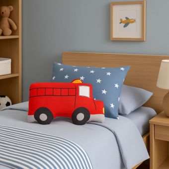 Coussin forme pin-pon bleu 30x20cm