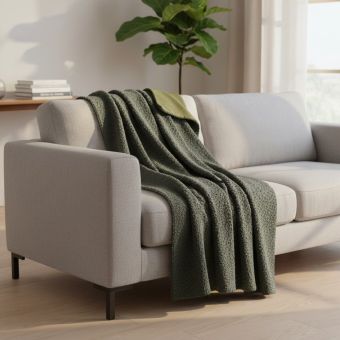 Plaid paddou bouclette kaki 160x200