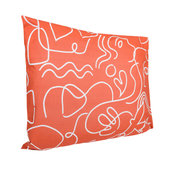 Taie 60x60cm visage formes terracotta