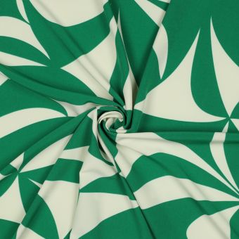 Tissu stretch polyester motif géométrique XXL vert - Poppy Fabrics
