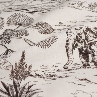 Tissu lin naturel imprimé éléphant
