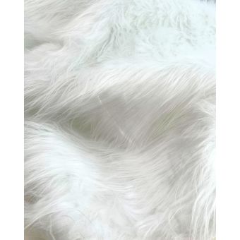 Tissu Fausse Fourrure Poil Long Blanc