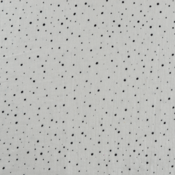 Tissu double gaze pois noir Foil écru
