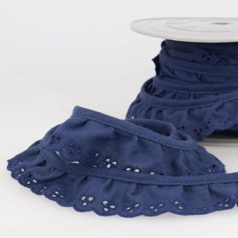 Ruban broderie anglaise froncée 34mm marine