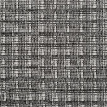 Tissu jacquard maille viscose polyester carreaux écru noir