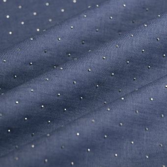 Tissu chambray strass bleu