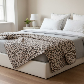 Boutis léopard beige - 135x180cm