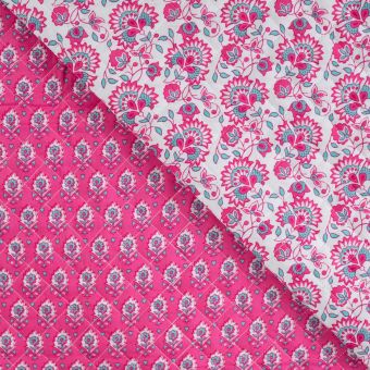 Tissu matelassé Indien double face rose
