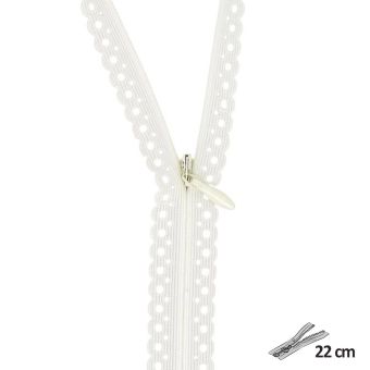 Fermeture dentelle géométrique n°3 - 22 cm Ecru