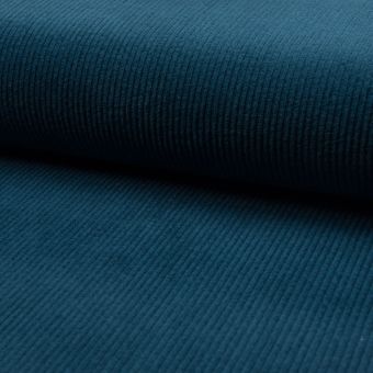Tissu velours côtelé coton élasthanne uni bleu turquoise