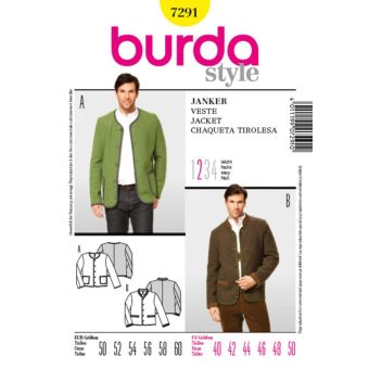 Patron Burda 7291 Veste à boutons homme du 50 au 60