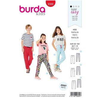 Patron Burda 9300 Pantalon de jogging enfant à coulisse élastique -de 7 à 14/16 ans