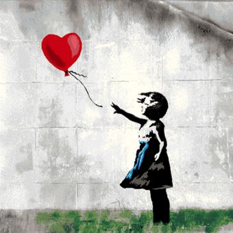 Carré jacquard 47x47cm la fille au ballon coeur