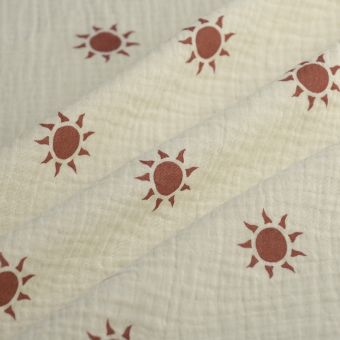 Tissu double gaze soleil marron beige