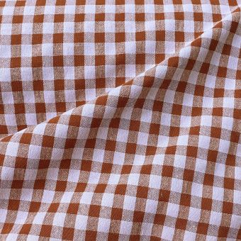 Tissu seersucker vichy lilas et brique 7mm recyclé