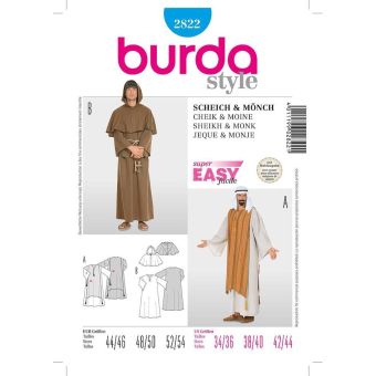 Patron Burda 2822 - déguisement homme moine et cheik