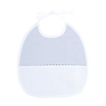 Bavoir 6 mois motif pois gris à broder