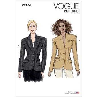Patron V2136B5 veste ample pour femme du 36 au 44 - Vogue
