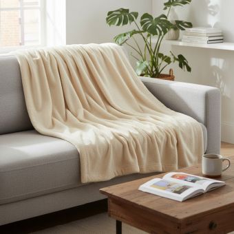 Plaid uni écru 220x240 cm