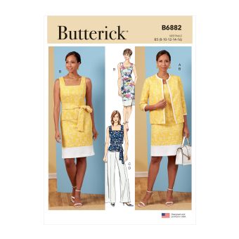Patron Butterick B6882F5 Robe,Veste,Pantalon,Top Femme 44-52