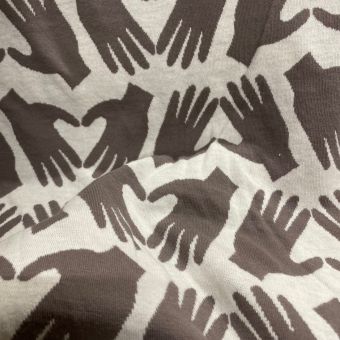 Maille tricot coton bio mains coeur taupe - Albstoffe