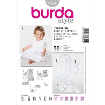Patron Burda 9804 Kids Robe de baptême de 3 à 18 mois