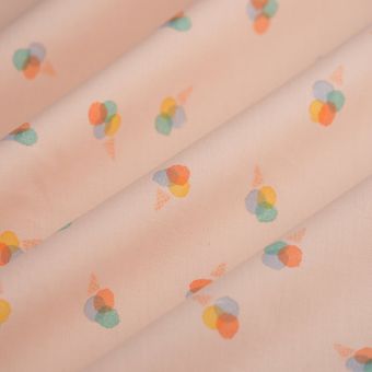 Tissu popeline coton bio glaces multicolore abricot