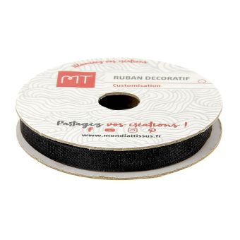 Bobine ruban organza noir 6 mm