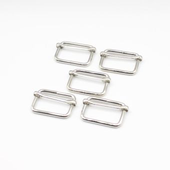 Lot 5 rectangle avec barre pour sac argente 40mm