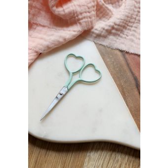 Ciseaux broderie cœur vert d'eau - Lise Tailor