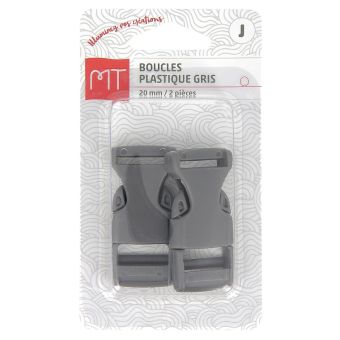 Boucles à ouverture rapide grises en plastique 20 mm