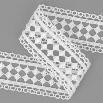 Ruban guipure géométrique  37mm blanc
