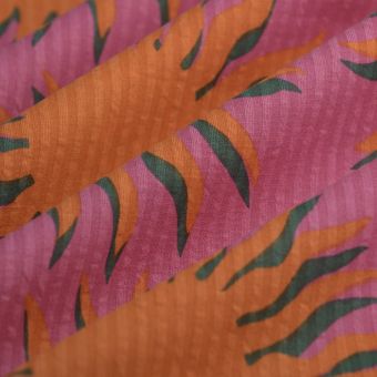 Tissu Seersucker soleil xl orange fuchsia