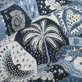 Tissu jacquard yucatan bleu 
