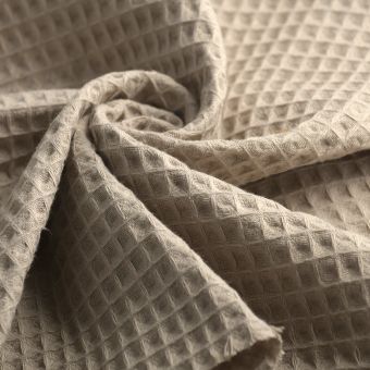 Tissu nid d'abeille Maya taupe