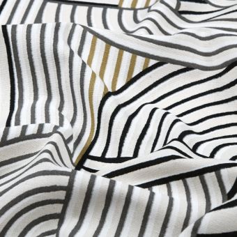 Tissu bachette enduit imprimé courbe contemporaine moderne noir