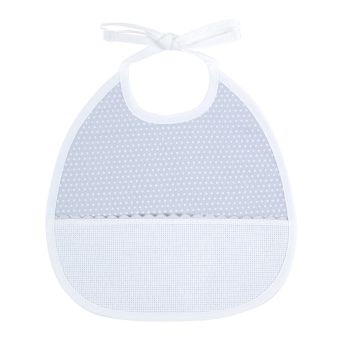Bavoir 3 mois motif pois gris à broder