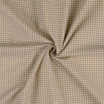 Tissu cretonne coton imprimé vichy vintage bleu