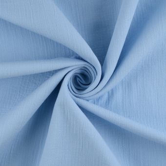 Double gaze piquee uni bleu doux