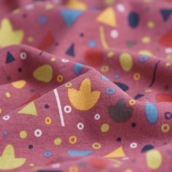 Jersey coton rose formes géométriques