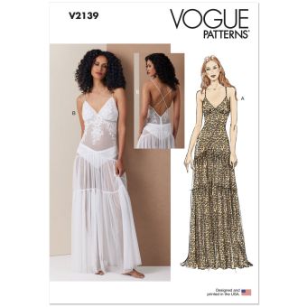 Patron V2139H5 robe lingerie pour femme du 34 au 42 - Vogue