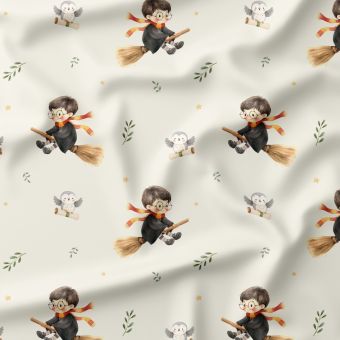 Tissu coton imprimé Petit Sorcier par mètre Oeko-Tex