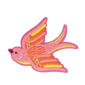 Lot de 3 écussons oiseaux rose 55x44mm