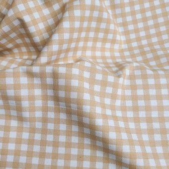 Tissu toile de coton beige vichy effet naturel inde