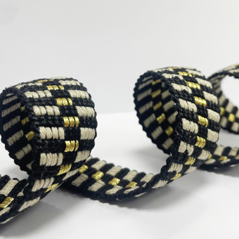 Sangle damier lurex lin 30mm