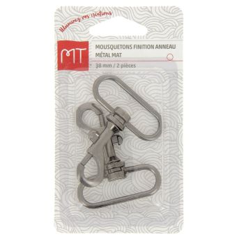 Mousqueton finition anneau en métal 40 mm 2 pcs nickel mat
