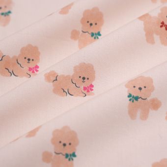 Tissu popeline coton caniches écru