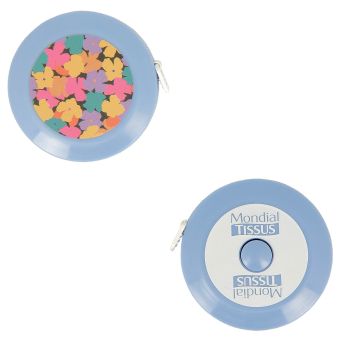 Centimètre enrouleur bleu floral fond bleu MT